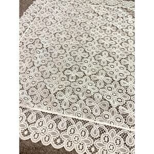 Vintage Table Linen Quaker Style Off-White Lace Knit Tablecloth 36" x 36"